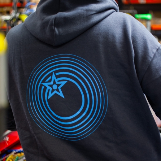 Radial Hoodie Ink Grey - Rear - Workshop